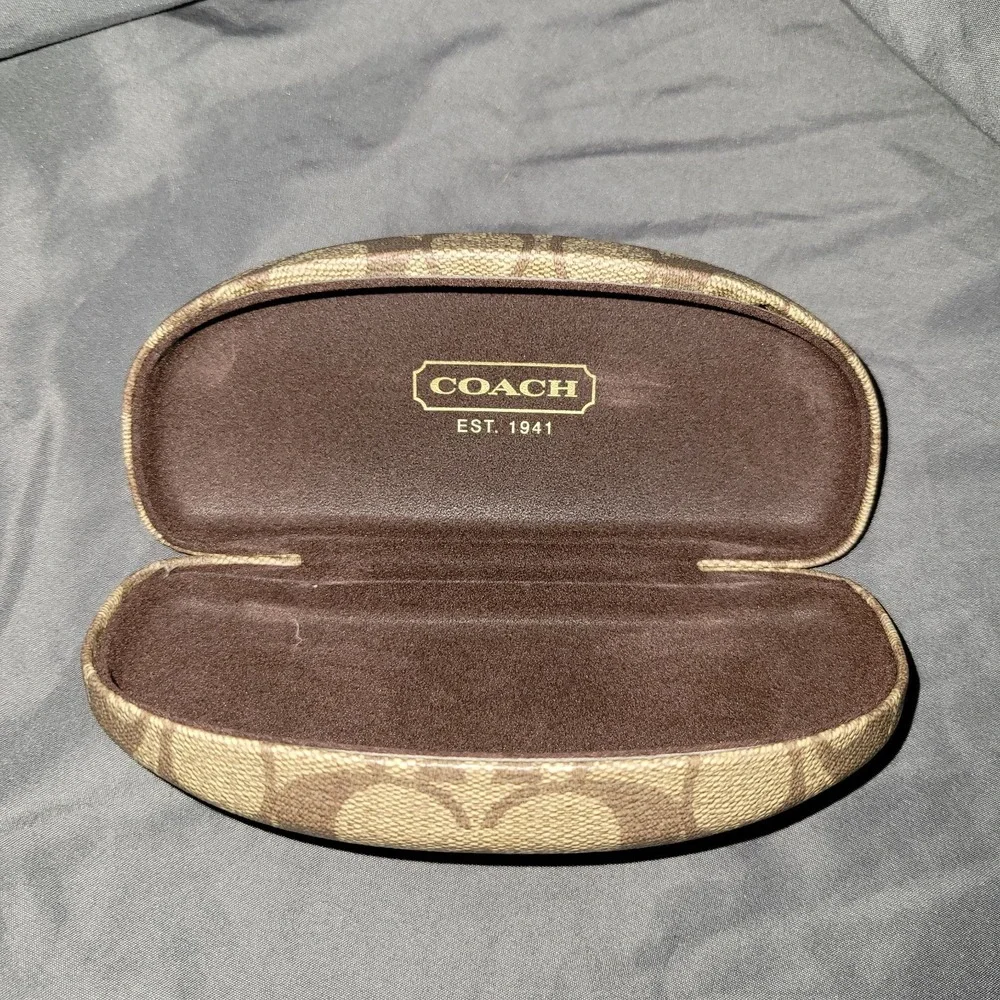 COACH Monogram Brown Hard Clamshell Sunglass Eye Glass Case w/ Monogrammed
